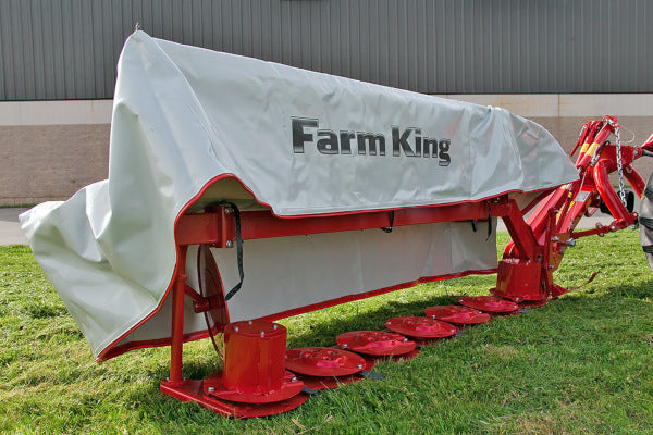 Farm King hay tools, including mowers, rakes, and tedders, displayed at Diamond R Equipment.
