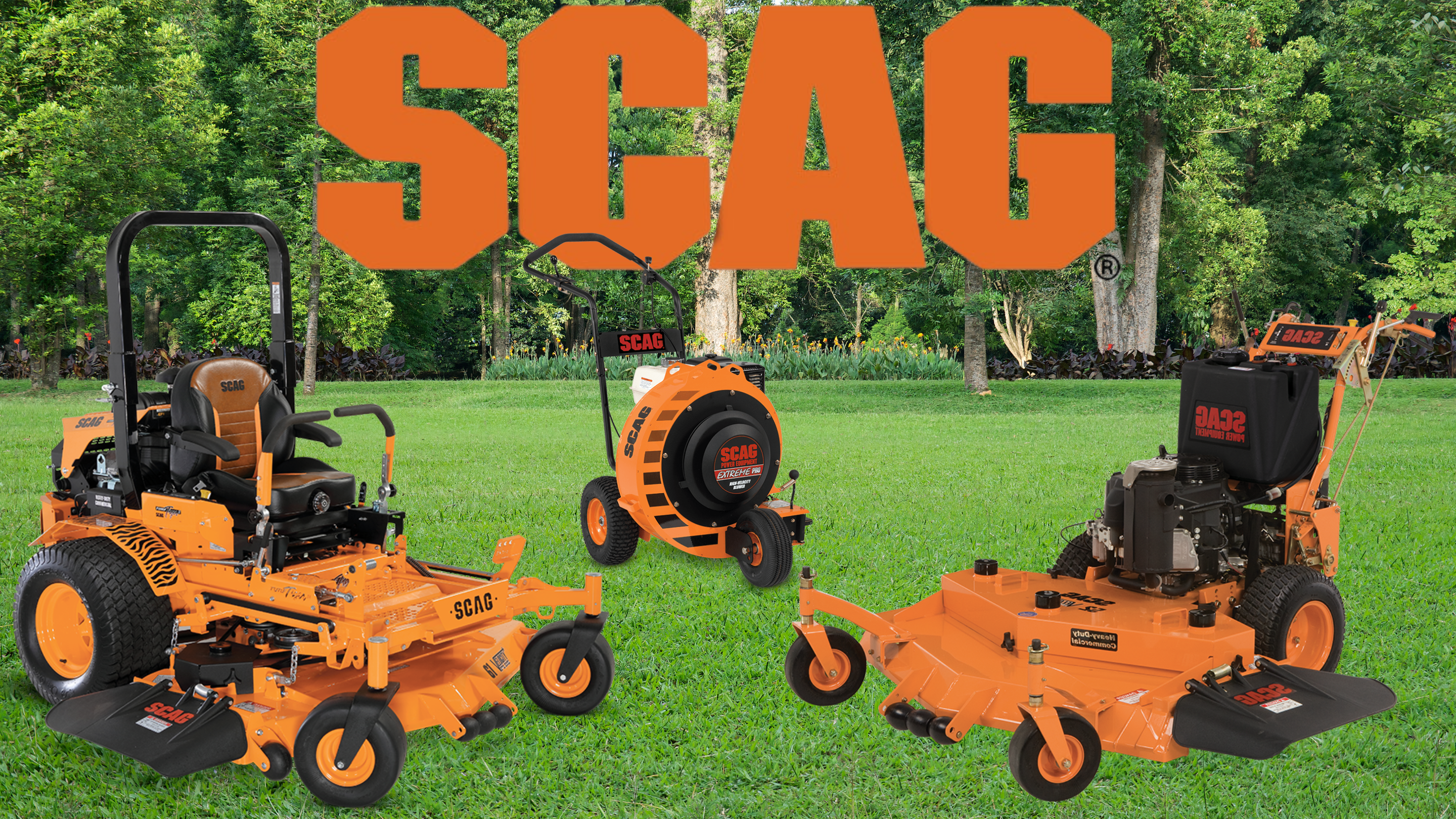 Scag commercial and residential mowers on display at Diamond R Equipment.