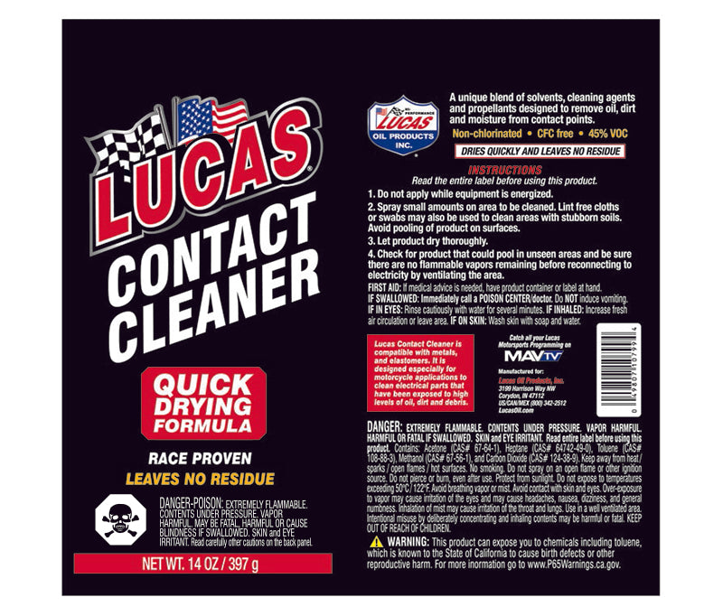 Lucas Contact Cleaner 14 FL OZ, 10799