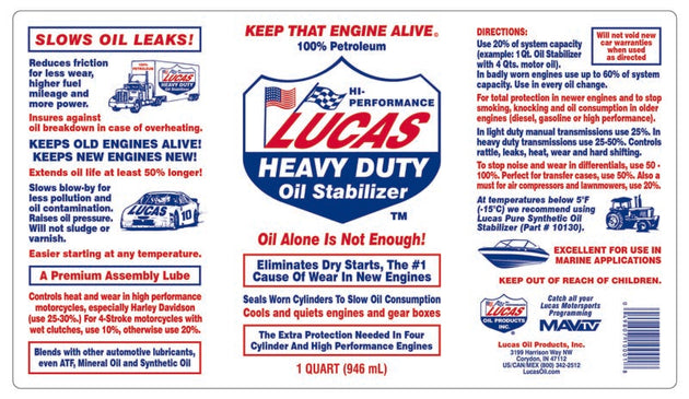 Lucas HD Oil Stabilizer 1 QT, 10001