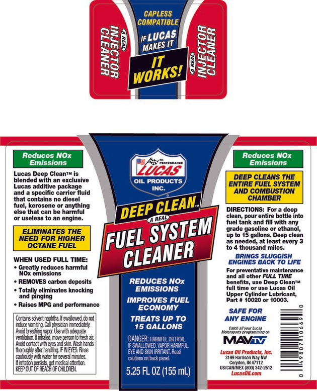 Lucas Deep Clean Fuel System Cleaner 5.25 FL OZ, 10669