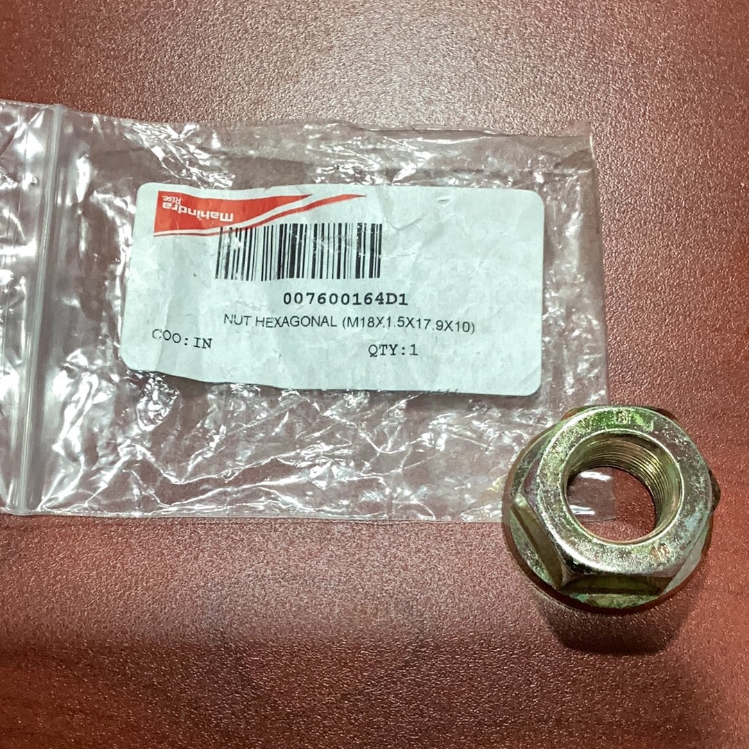 Mahindra Tractor, Hex Nut Rear Wheel Bolt, 007600164D1