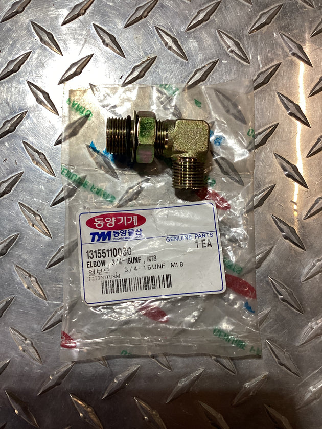 TYM Hydraulic Elbow 3/4-16 UNF M18, 13155110030