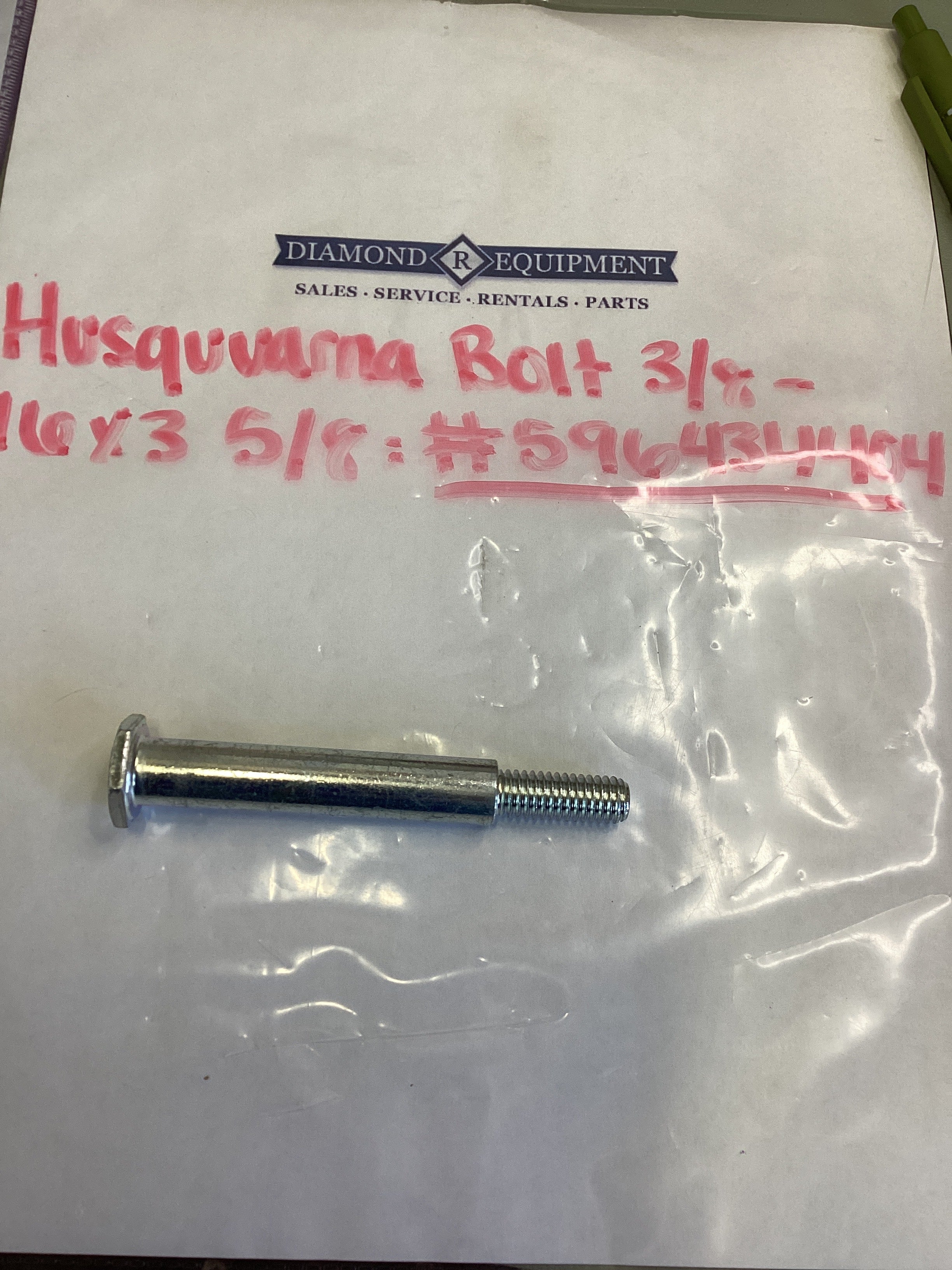 Husqvarna Bolt Shoulder- 3/8-16x3-5/8: #596434404