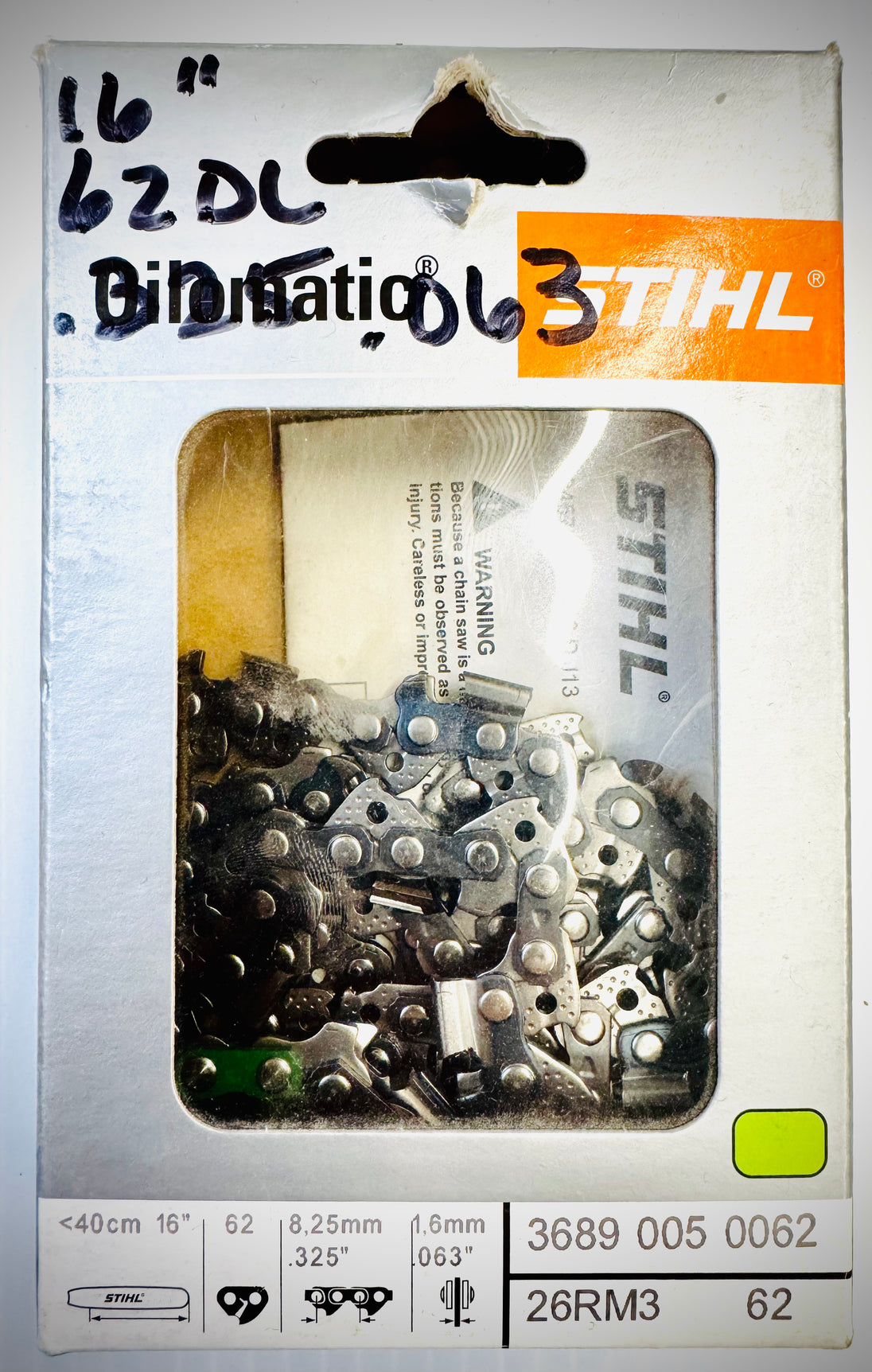 Stihl 16" Chain, .325 63G Rapid Micro Comfort 3, 26RM3 62, 36890050062