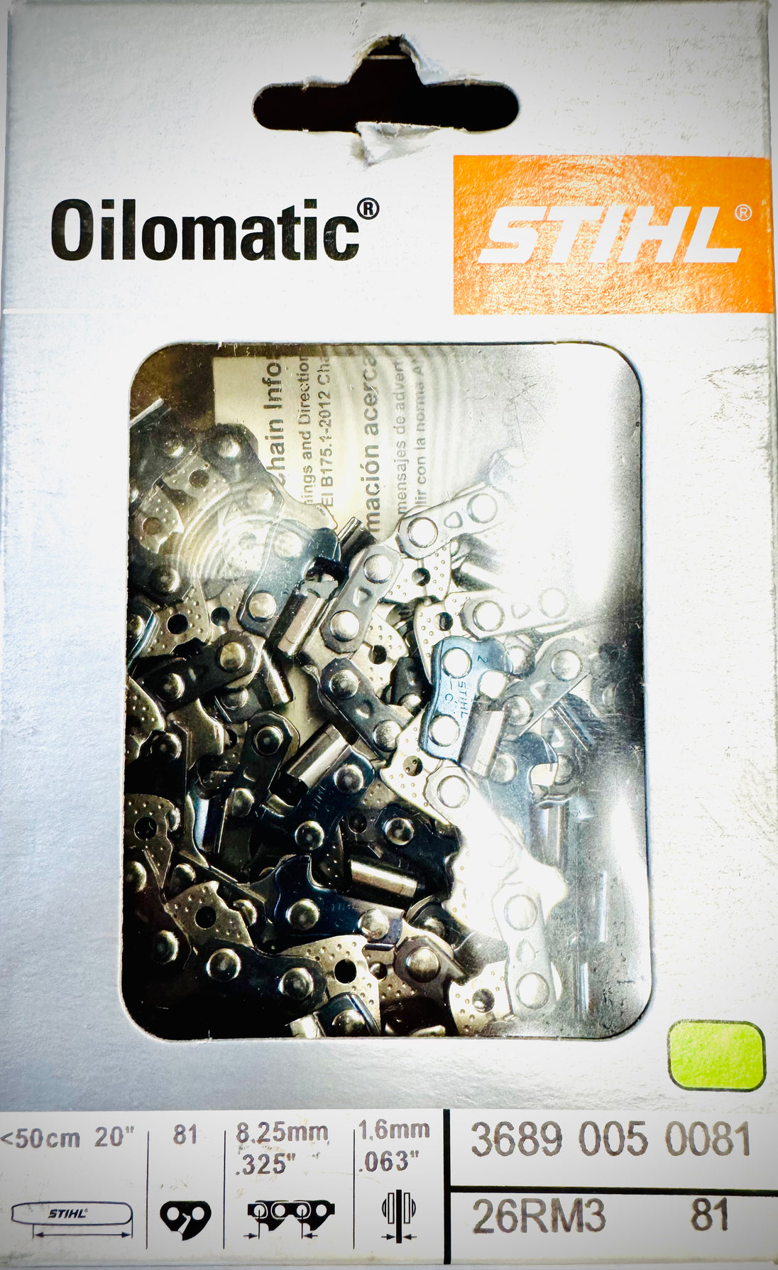 Stihl 20" Chain, .325 63G Rapid Micro Comfort 3, 26RM3 81, 36890050081