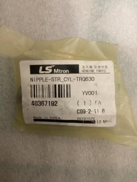 LS Tractor Nipple, Steering Cylinder, 40367192