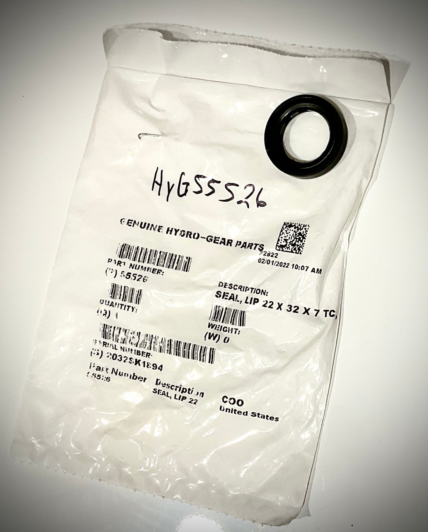 Lip Seal Replacement for Hydro Gear, HYG55526