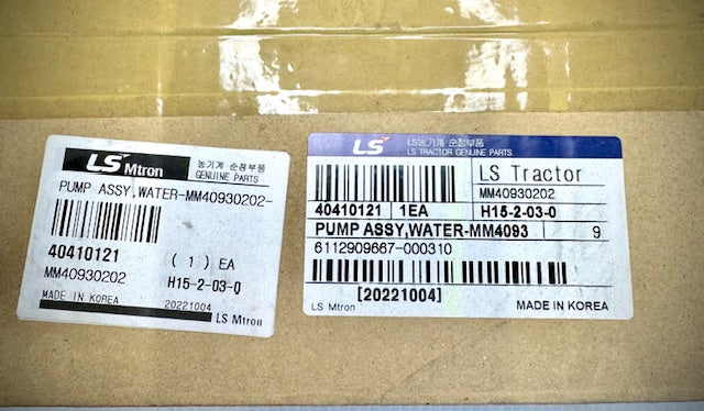 LS Tractor Water Pump Assembly, MM40930202, 40410121