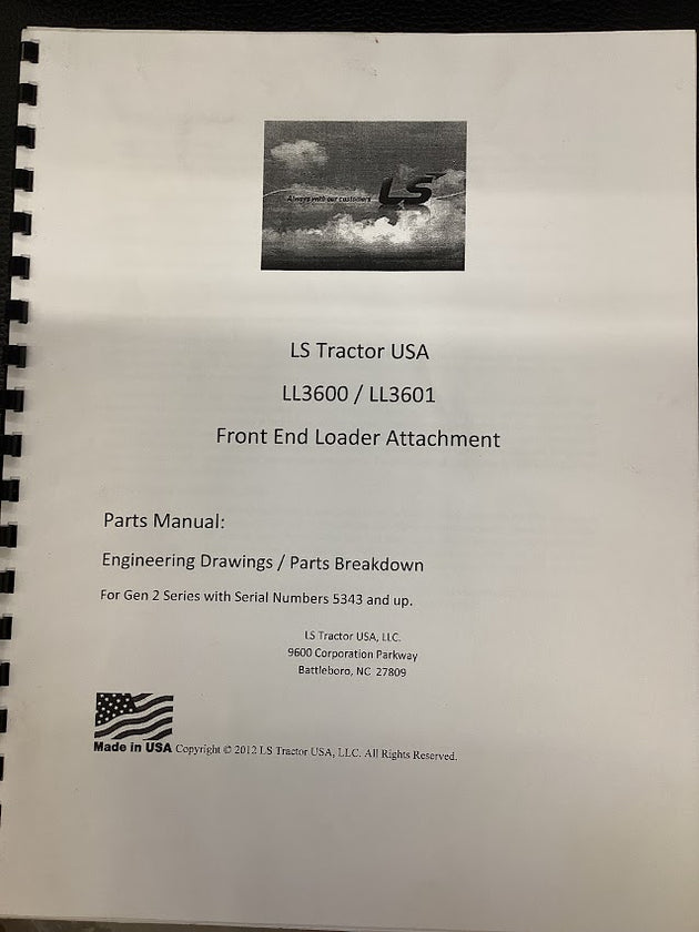 LS Tractor LL3600/3601 Front End Loader Attachment Parts Manual