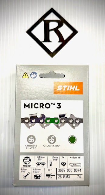 Stihl 18" Chain .325 63G Rapid Micro Comfort 3, 26RM3 74, 36890050074