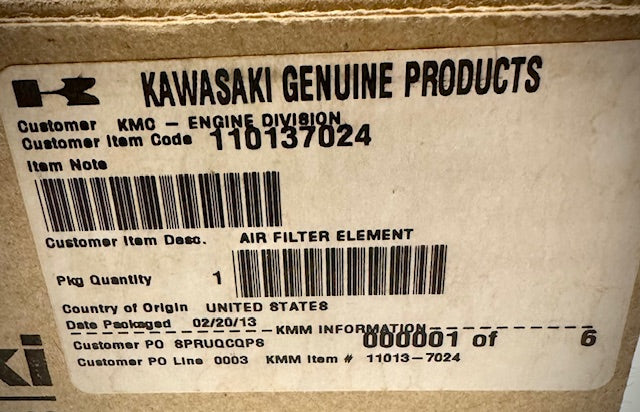 Kawasaki Element Air Filter, 11013-7024