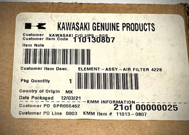 Kawasaki Element Air Filter, 11013-0807