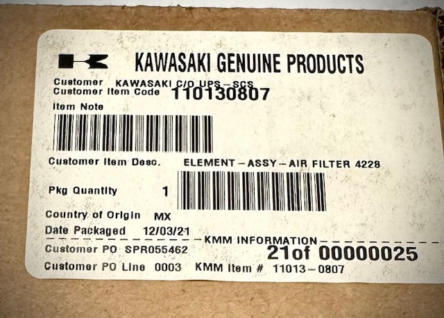 Kawasaki Element Air Filter, 11013-0807
