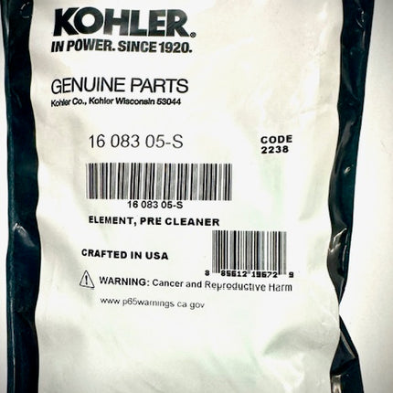Kohler Element Pre-Cleaner Filter, 16 083 05-S