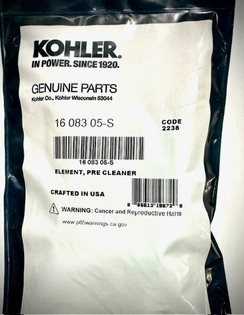 Kohler Element Pre-Cleaner Filter, 16 083 05-S