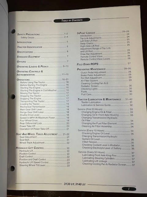 Montana Tractor Operator's Manual 3130 DT ; 3140 DT 4WD