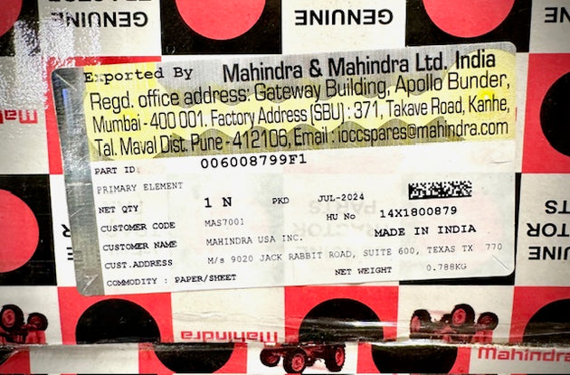 Mahindra Air Filter Element, Outer, 006008799F1