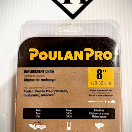 Husqvarna Poulan Pro 8" Replacement Chain, 90JG34DL 3/8, 581562501