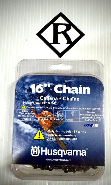 Husqvarna 16" Replacement Chain, 90SG-56 3/8" .043, 531308147