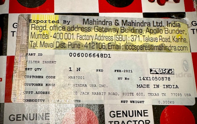 Mahindra Fuel Filter, 1457434314, 006006648D1