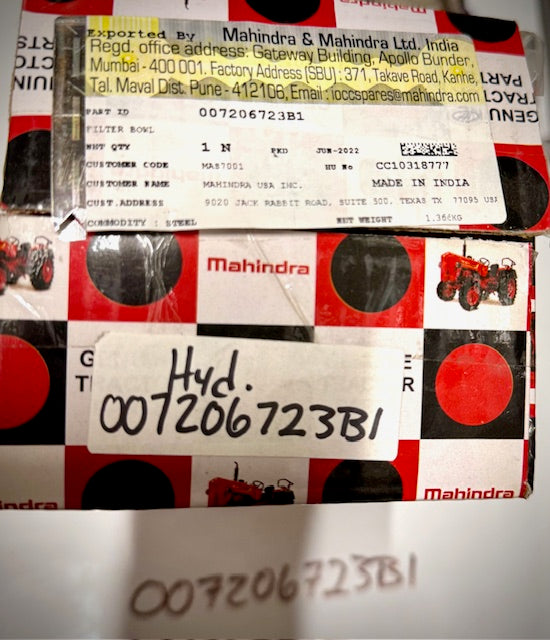 Mahindra Hydraulic Filter Bowl, 007206723B1