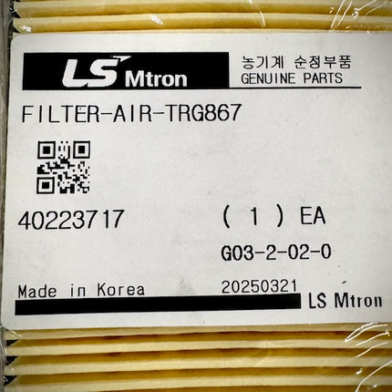 LS Tractor Charcoal Air Filter, TRG867, 40223717