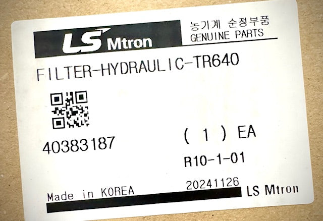 LS Tractor Hydraulic Oil Filter, TR640, 40383187