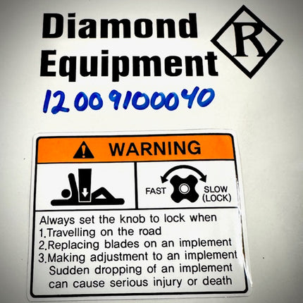 TYM Decal Label, Warning Stop Valve, 12009100040