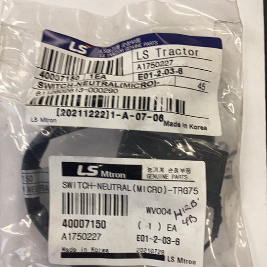 LS Tractors Switch Neutral Micro, 40007150